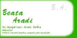 beata aradi business card