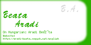 beata aradi business card